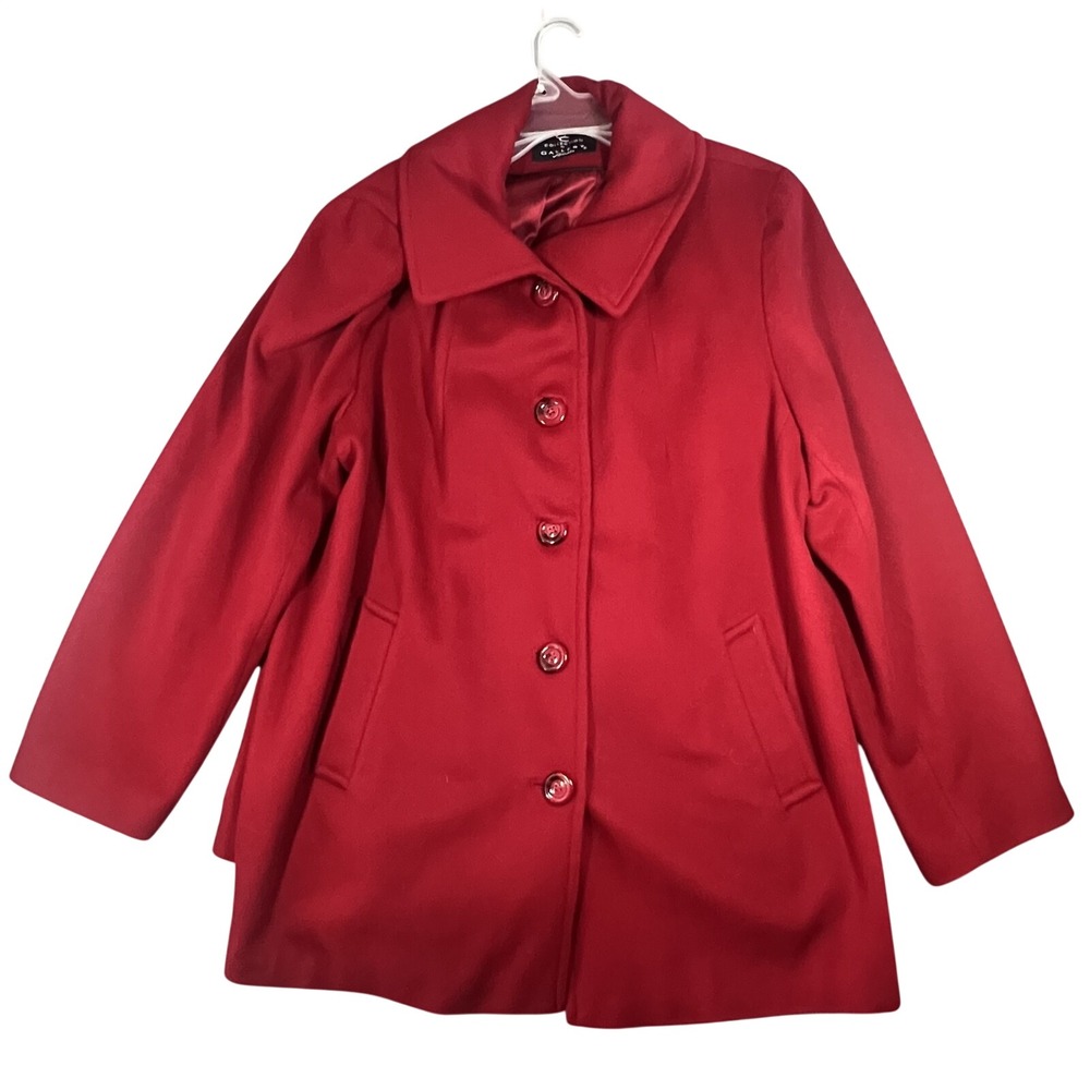 Collection by Gallery Woman Red Wool Blend Cashmere Coat Jacket Womens